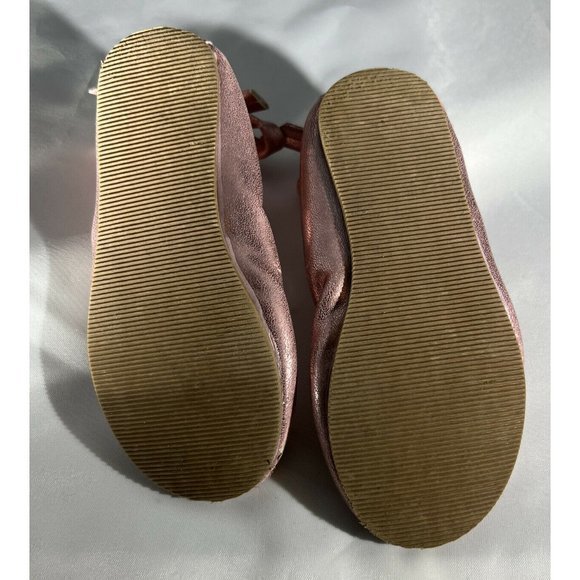 Gap Size 6 Toddler Girls Pink Shiny Ballet Flat with Back Bow - Picture 6 of 6